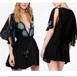 Free people Cora Embellished mini dress black